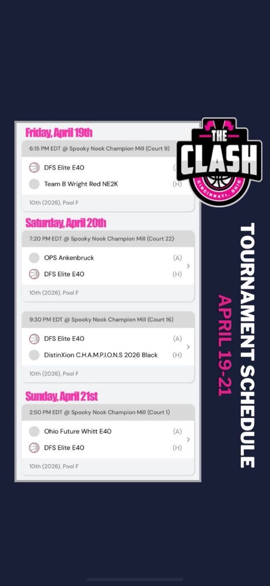 Here’s my schedule for The Clash this weekend! @DFS_HOOPS_2026 @DFSAAU