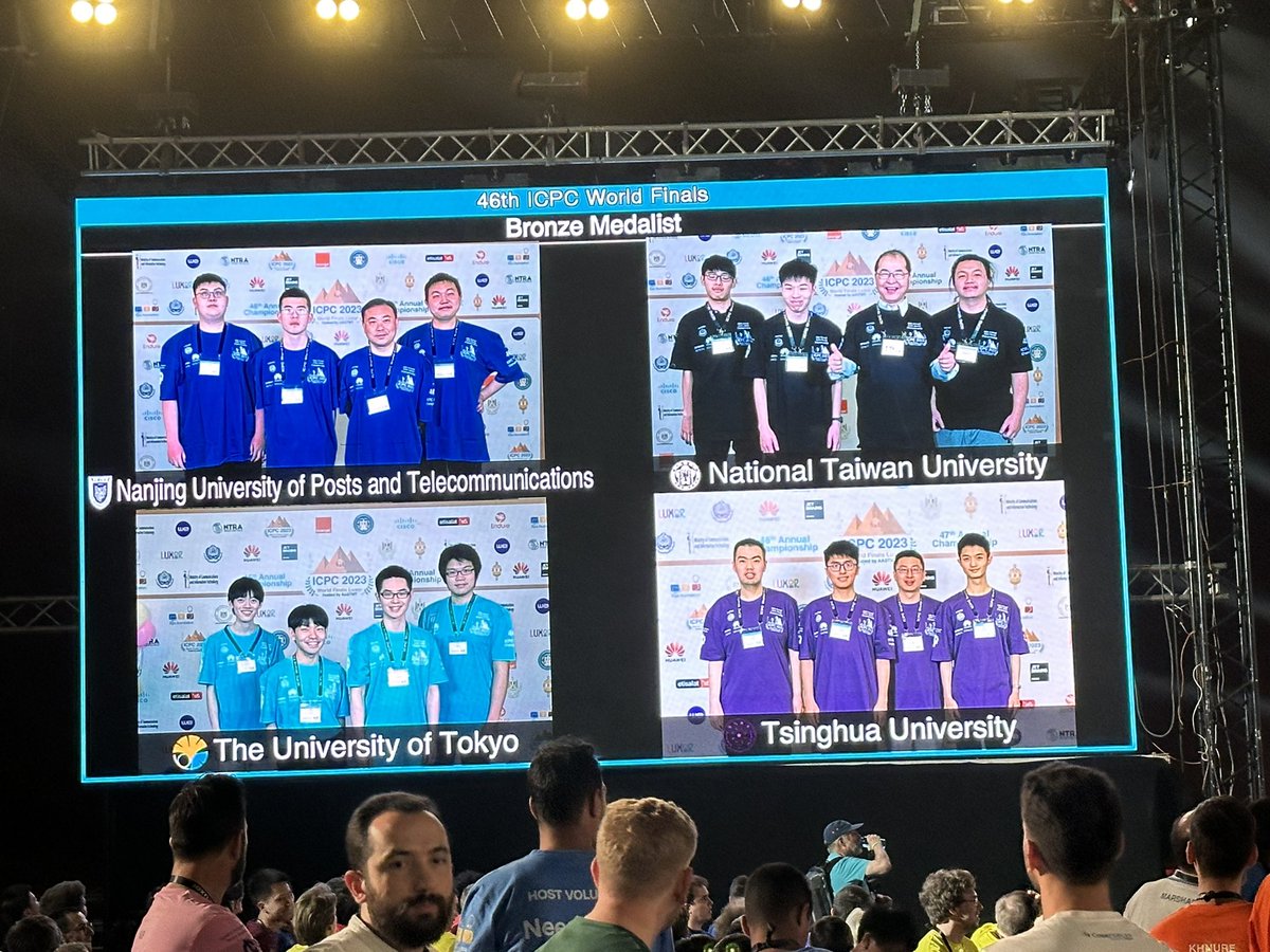 46 ICPC World Finals, bronze medalists (4 teams)

#ICPCWFLuxor #icpc