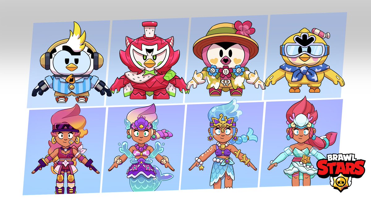 The finalist Skins for the Mr. P &amp; Amber #SupercellMAKE campaign are finally here! 🏖️😎🍦☀️🏄🥥🥵🌊🌞

Go vote NOW in-game for your favorites! 

🐧 MR. P FINALISTS 🐧

- Dragon Fruit P by Frankyyy
- Skaterboarder P by Tea_isgood
- Rubber Duck P by Steamfish
- Flaming P by Artdrei