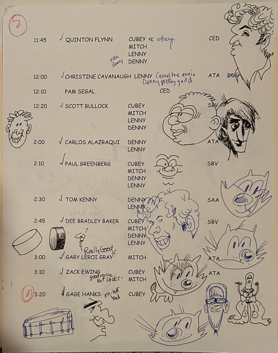 MORE OLD PAPERS: so I also found this old 'call sheet' from the RJ auditions. (can you imagine TOM KENNY (SpongeBob) as the voice of the YOGMANS??!!?). The only actor from this page to land a role was Gary Leroi Gray @GaryLGray as RJ's super cool friend 'Mitch' #CartoonNetwork