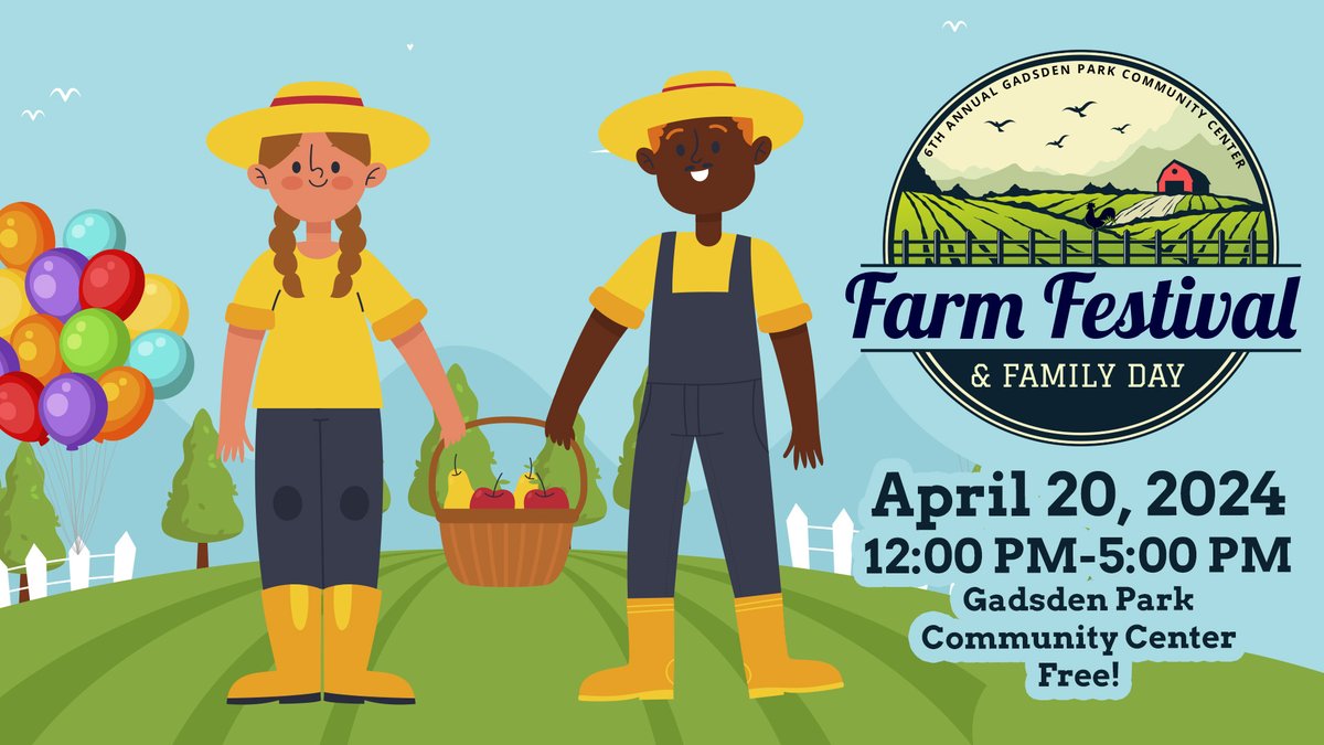 Don't forget! Farm Festival and Family Day is this Saturday, April 20th, from 12 p.m. to 5 p.m. at the Gadsden Park Community Center. Don't miss this wonderful event featuring family fun. #fun #colasc #sodacitysc #Realcolumbiasc #Richlandcountysc #thingstodo #weekends