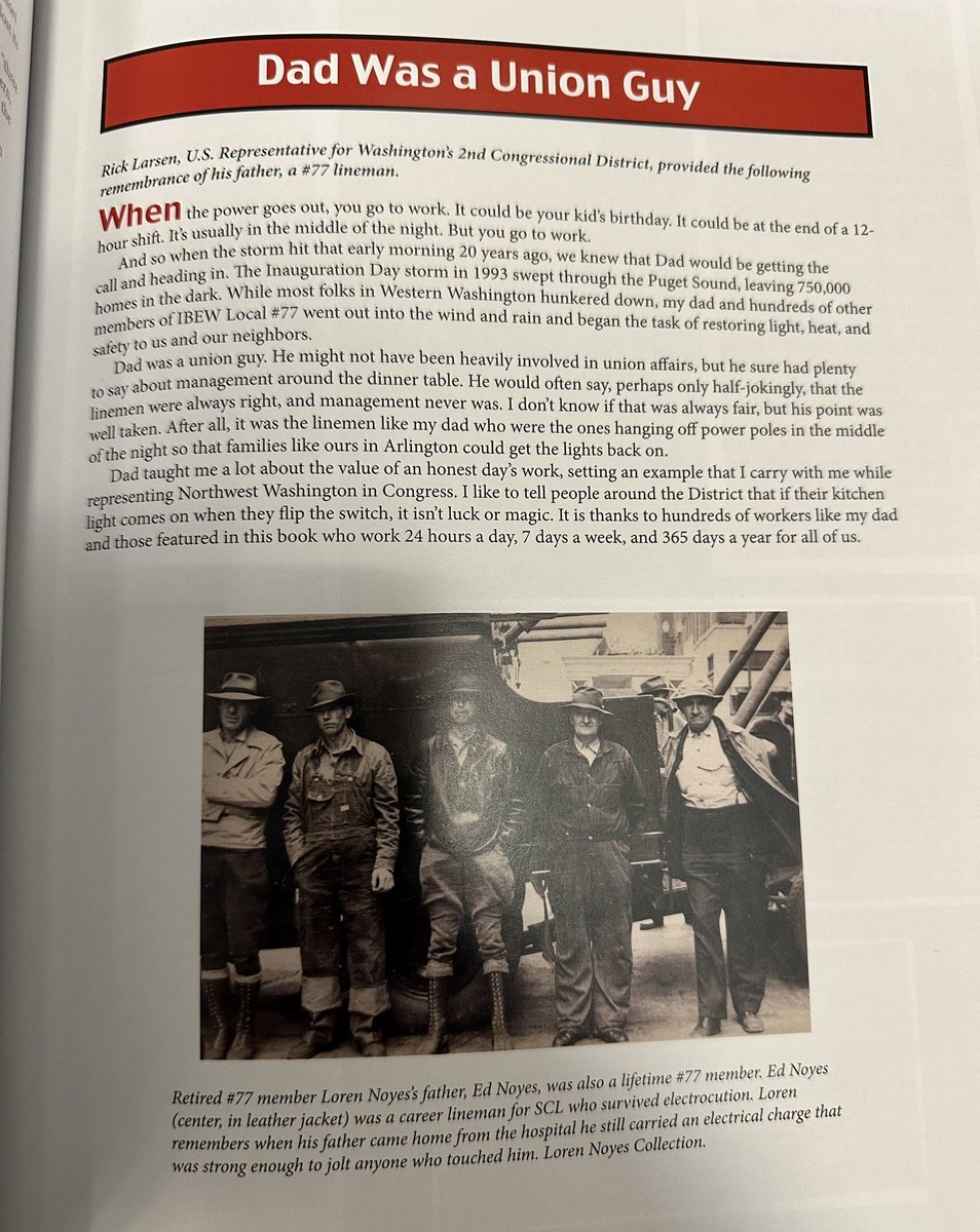 My dad worked as a lineman for @SnoPUD & was a proud member of @ibewlocal77. He & others like him helped build America. On #NationalLinemanAppreciationDay, join me in thanking the women & men who put themselves in harm’s way to keep this country running. #ThankALineworker