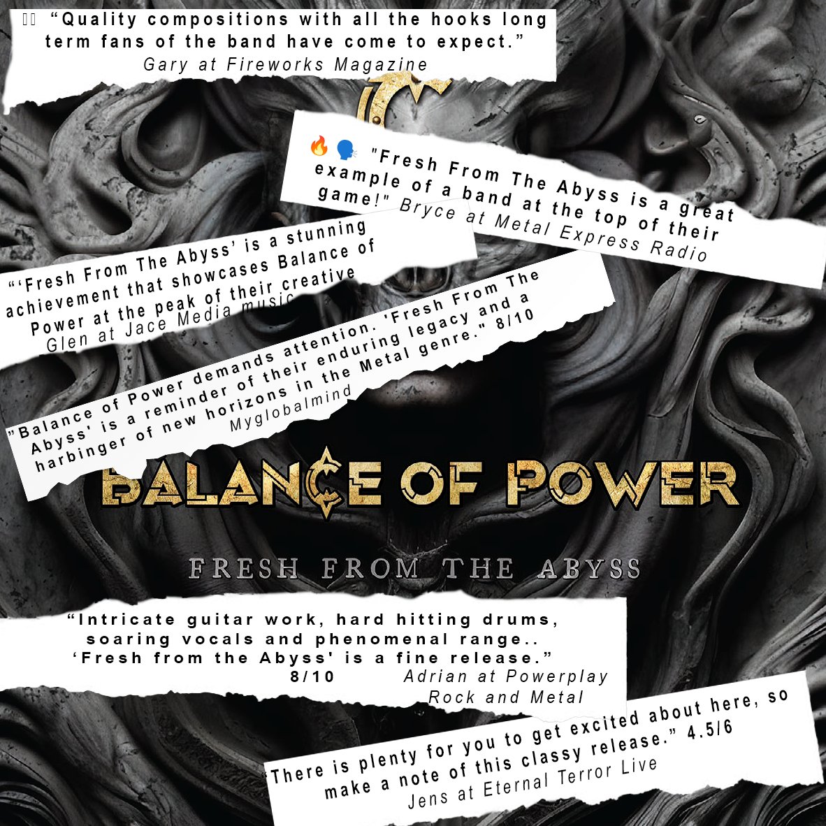 😍We're getting huge positive reviews thick and fast for our album 'Fresh From The Abyss'!😎 Available most streaming platforms and CD/Vinyl! Massacre Records Shop»music-merchant.shop/en/balance-of-… or on lnk.to/freshfromtheab…
#balanceofpowerband #progrock #metalmusic #freshfromtheabyss