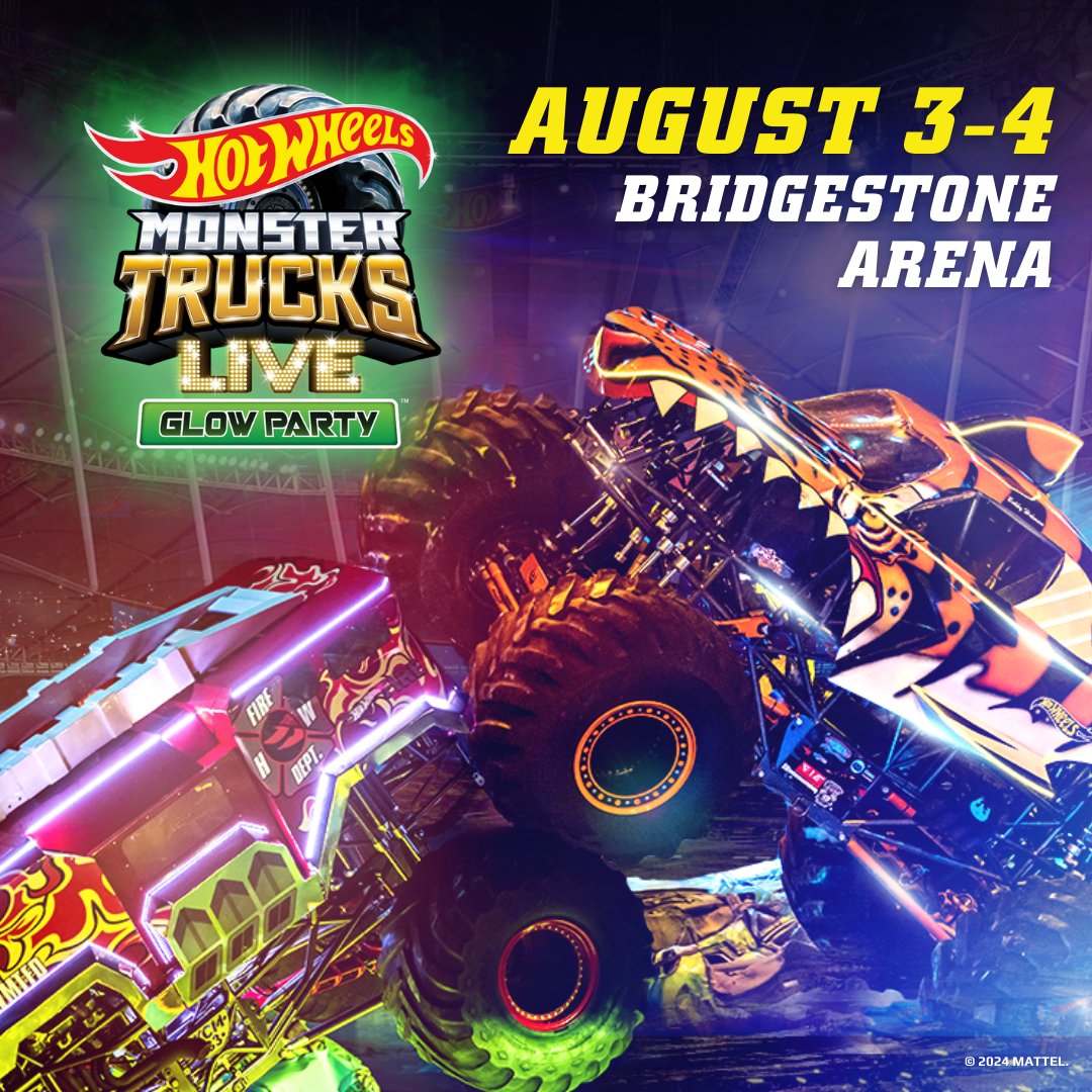 ON SALE NOW 🏁 Get tickets to Hot Wheels Monster Trucks Live Glow Party at Bridgestone Arena on August 3 & 4, 2024! These are perfect summer plans! 🔥🔥 Get tickets > bit.ly/3Q7lIC6