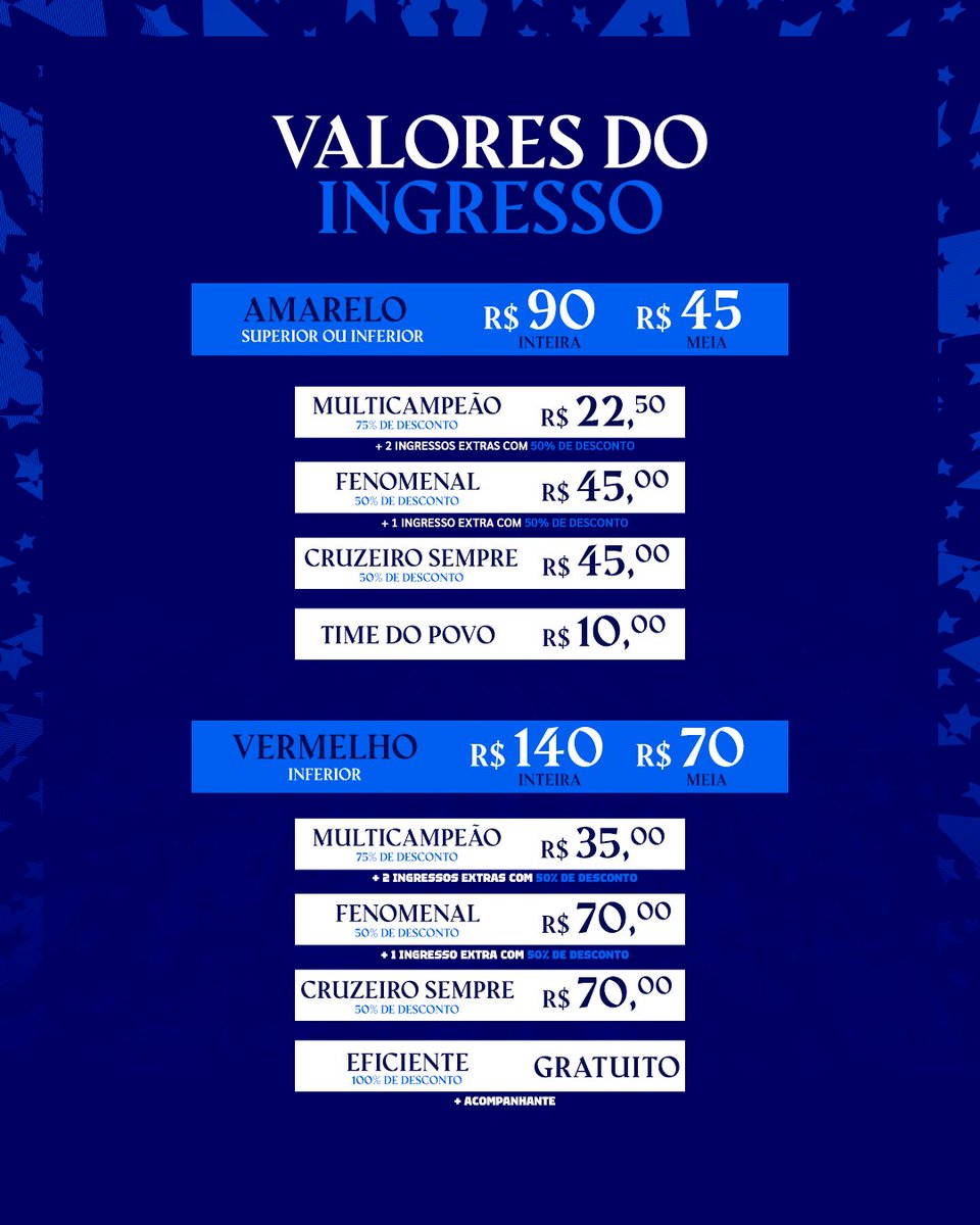 🎫 Confira as informações completas sobre a venda de ingressos para Cruzeiro x Vitória, no Mineirão! Mais detalhes: cruzeiro.com.br/noticias/venda… Garanta o seu lugar em ingresso.cruzeiro.com.br