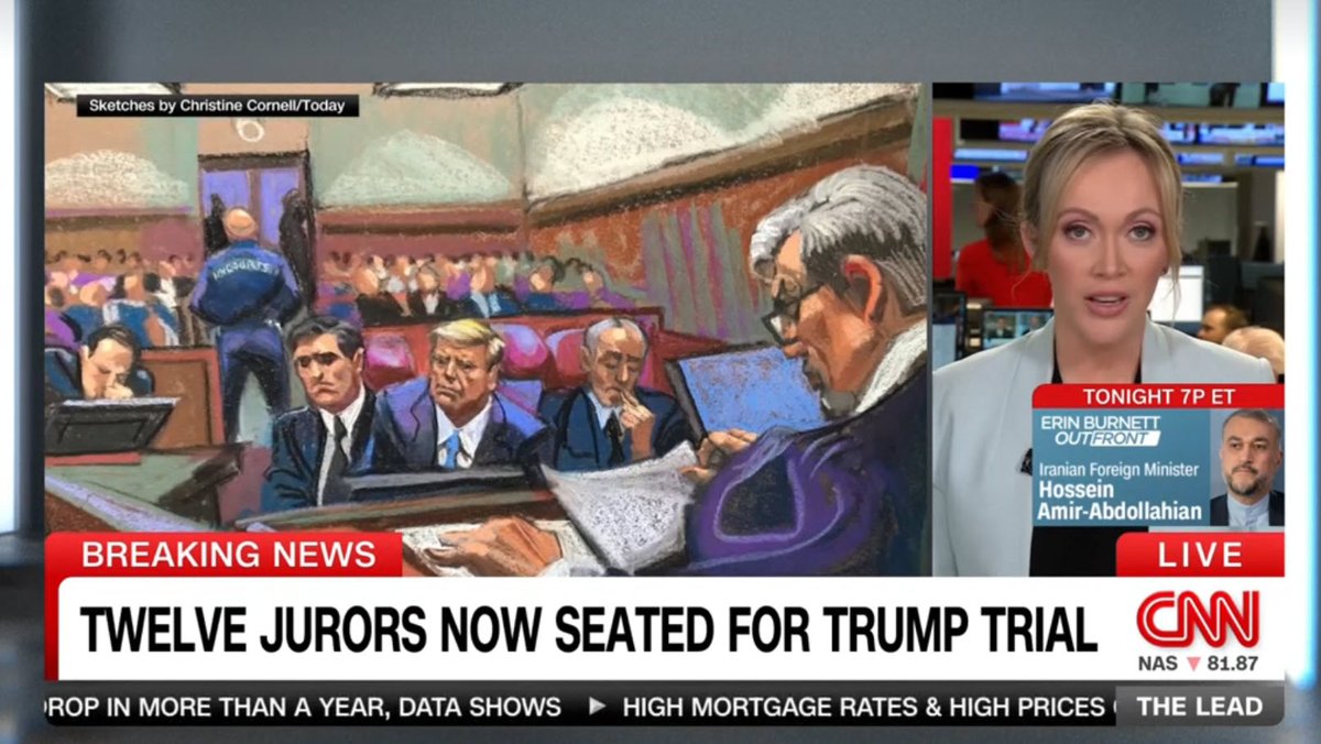 Media: @PaulaReidCNN is reporting to @jaketapper that the @TrumpTrial in #NewYork has announced it has a full 12-person jury, with alternates left to be chosen. Each side has used up its 10 chances to strike a jury candidate for no stated reason. #JudgeMerchan is pressing on to