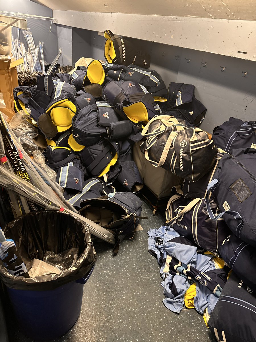 Storage rooms bursting at the seams getting ready for Saturday.
10-4 at Alfond arena
New and used equipment, apparel, uniforms from all your favorite black bear teams.
Card only all sales final