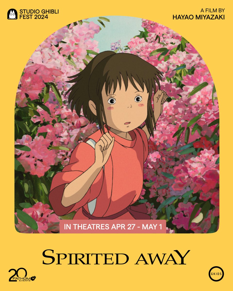 Feast your eyes on Hayao Miyazaki and Studio Ghibli’s Academy Award®-winning SPIRITED AWAY when it returns to theaters April 27–May 1 to kick off #GhibliFest 2024! @GKIDSfilms bit.ly/49sQpsj
