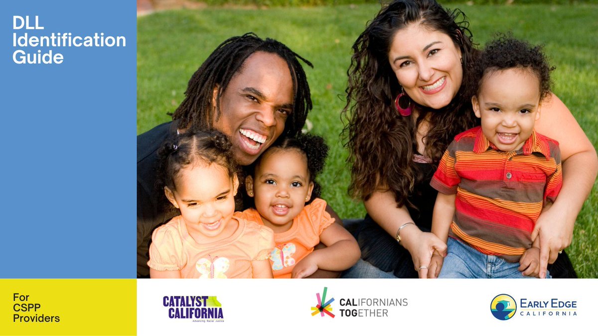 🆕 Just released! Californians Together, @EarlyEdgeCA, and @CatalystCali have released the DLL Identification Guide to support CA State Preschool Program providers in the 2 step process for Dual Language Learner identification. More: bit.ly/DLLGuide4Presc… #SupportDLLs