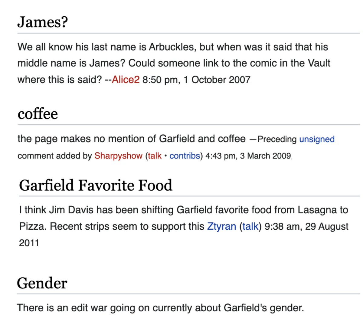 just read the Garfield talk page and I think that everyone here must have been high or something?