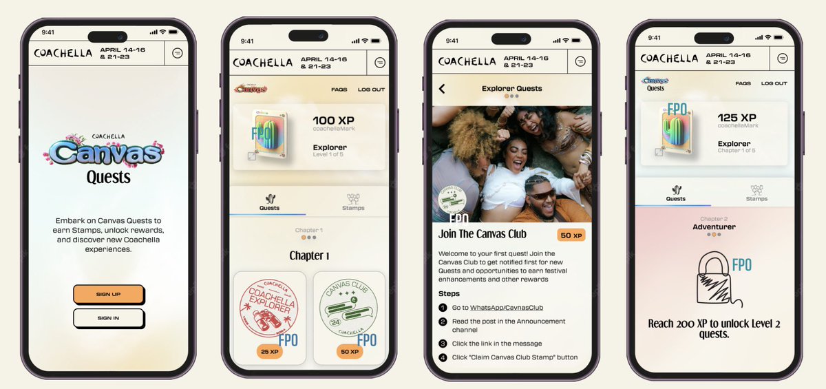 avax's tweet photo. Coachella Weekend 2 is here 🎡

Looks like people loved the new Coachella Quests, powered by Avalanche, with over 40K quests completed during weekend 1 🤯

@coachella Quests has new rewards and exclusive experiences for Weekend 2 that you can experience both at the festival and online 👇

Complete Quests to earn Stamps, XP, and prizes like 2024 VIP Passes, 2025 Guest Passes, access to the Oasis Lounge on-site, curated merchandise, and a whole lot more.

Even if you're not going to the festival, there's plenty of ways to experience Coachella virtually and still earn rewards. Just head to the Virtual Exploration tab to learn how! 

Start your Quest journey for the final weekend of @Coachella 2024 😎 https://t.co/7CJ3HGzmUn
