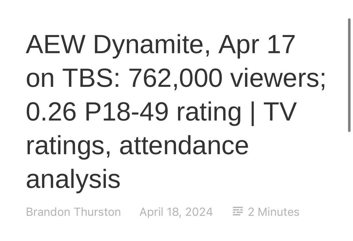 Just for the record: I DO NOT truly believe WWE being really good now is that much of a reason as to why AEW isn't doing well. I think AEW could absolutely improve and it would bring in new people, but its going to take time and a plan, no publicity stunts. I want to live in a…