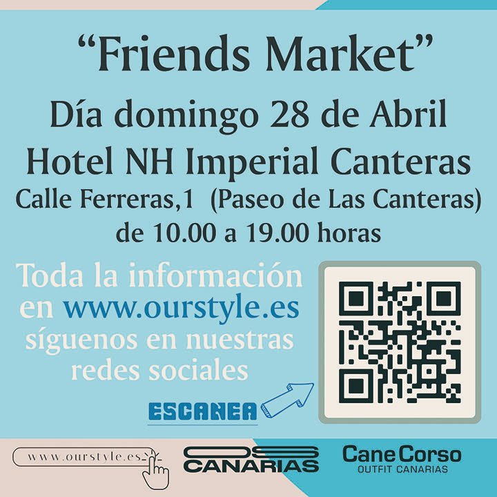 'Friends Market' el día 28 de abril en el Hotel NH Imperial Canteras.🎯 
Accedé a nuestra nueva web en:
🔥 𝘄𝘄𝘄.𝗼𝘂𝗿𝘀𝘁𝘆𝗹𝗲.𝗲𝘀

#ropaurbana #tendencias #islascanariasoficial #grancanaria #estilourbano #remeras #diseñoremeras #marcanaria #ourstylecanarias #oscanarias