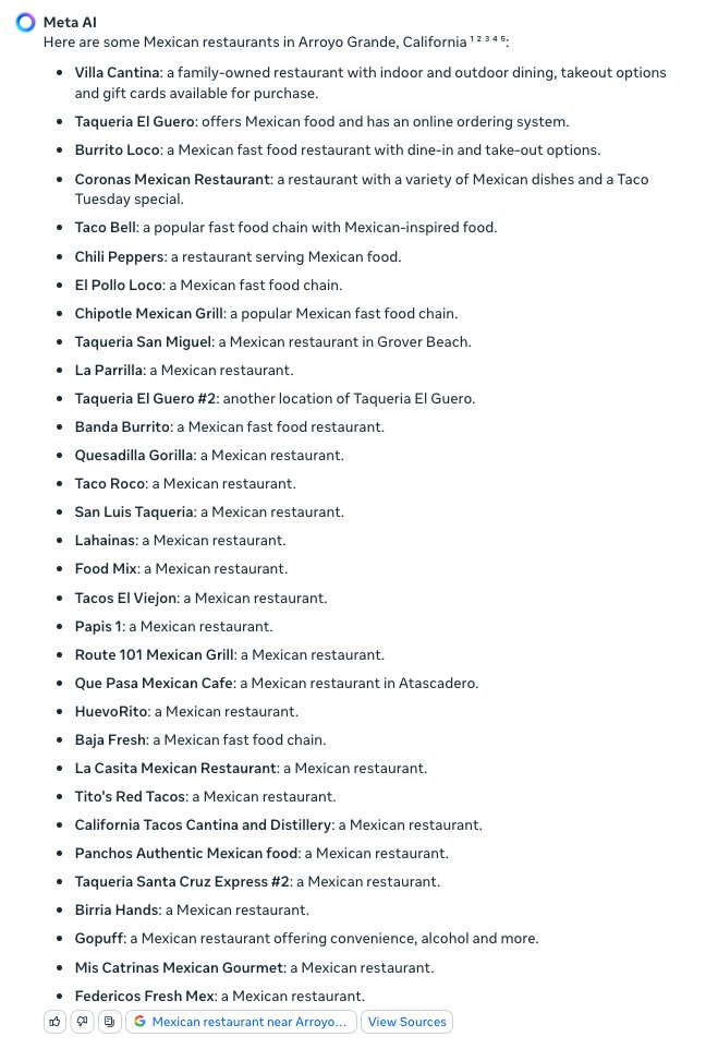 Meta.ai does local search: The 32 Pack!