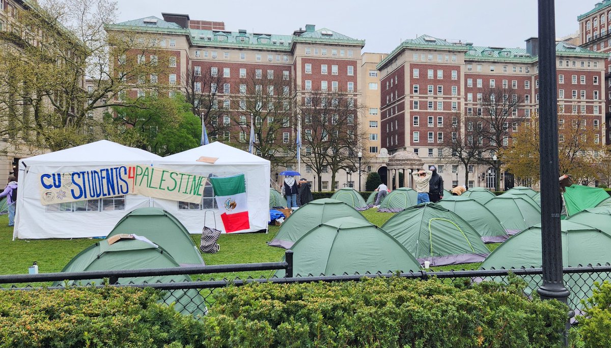 This was the Columbia Gaza Solidarity Encampment yesterday. It was quiet and peaceful. On a lawn, it did not disrupt learning or people's ability to move across campus. The chaos you are seeing today is a result of the administration deciding to use force, not engage in dialogue.
