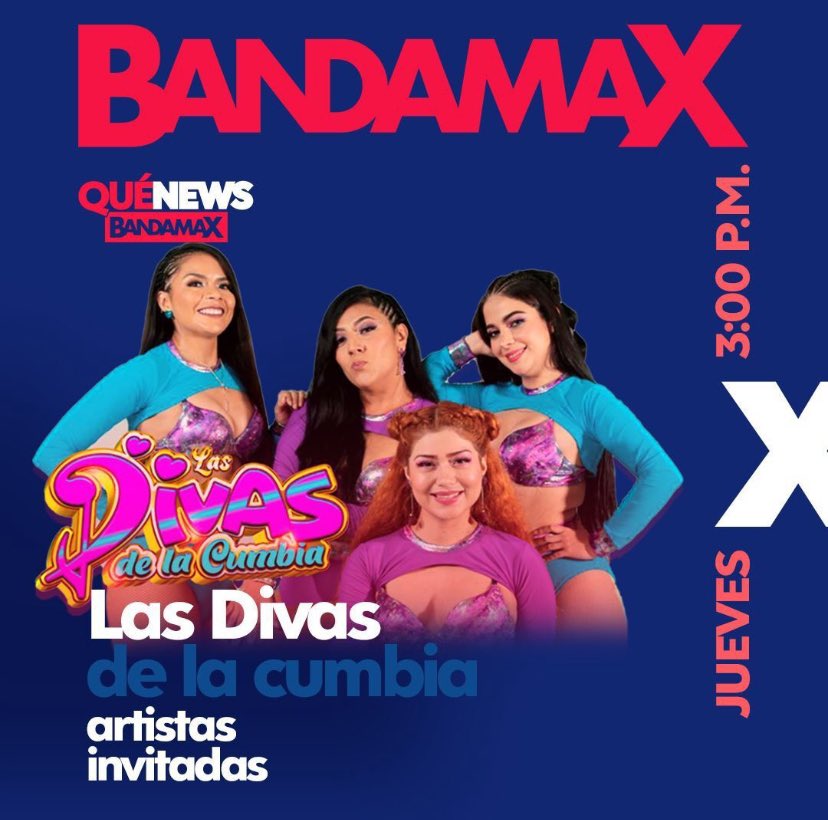 Este jueves en #QuéNewsBandamax, #LasDivasDeLaCumbia nos acompañan para hablarnos de su música, te esperamos a las 3:00 p. m. MEX, con las mejores exclusivas del regional mexicano 🤠
