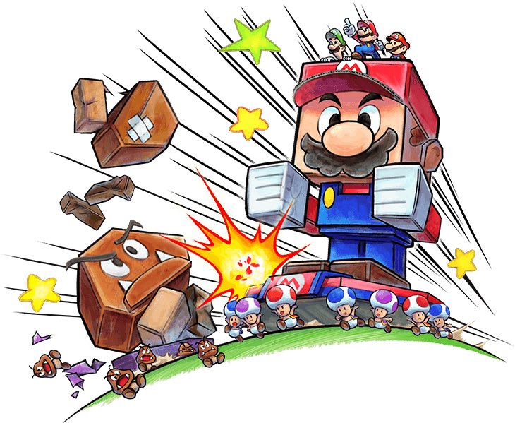 Mario charging forward on his papercraft. - Mario & Luigi: Paper Jam