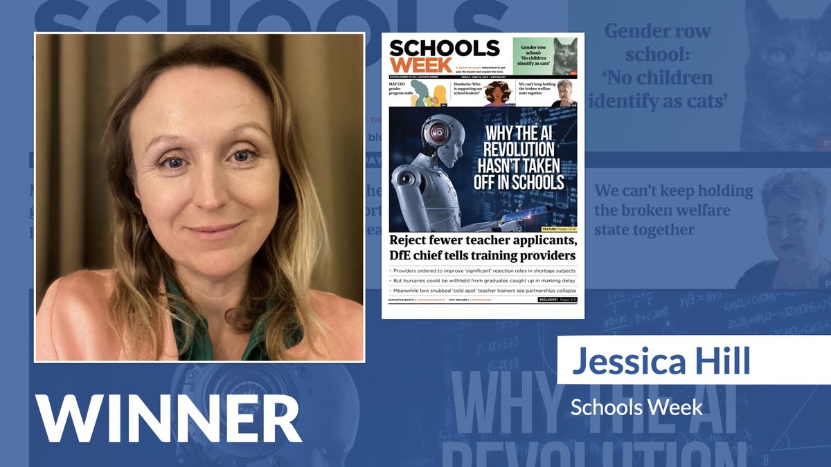 Congratulations to The #PressAwards Specialist Journalist of the Year category winner Jessica Hill / Schools Weeks