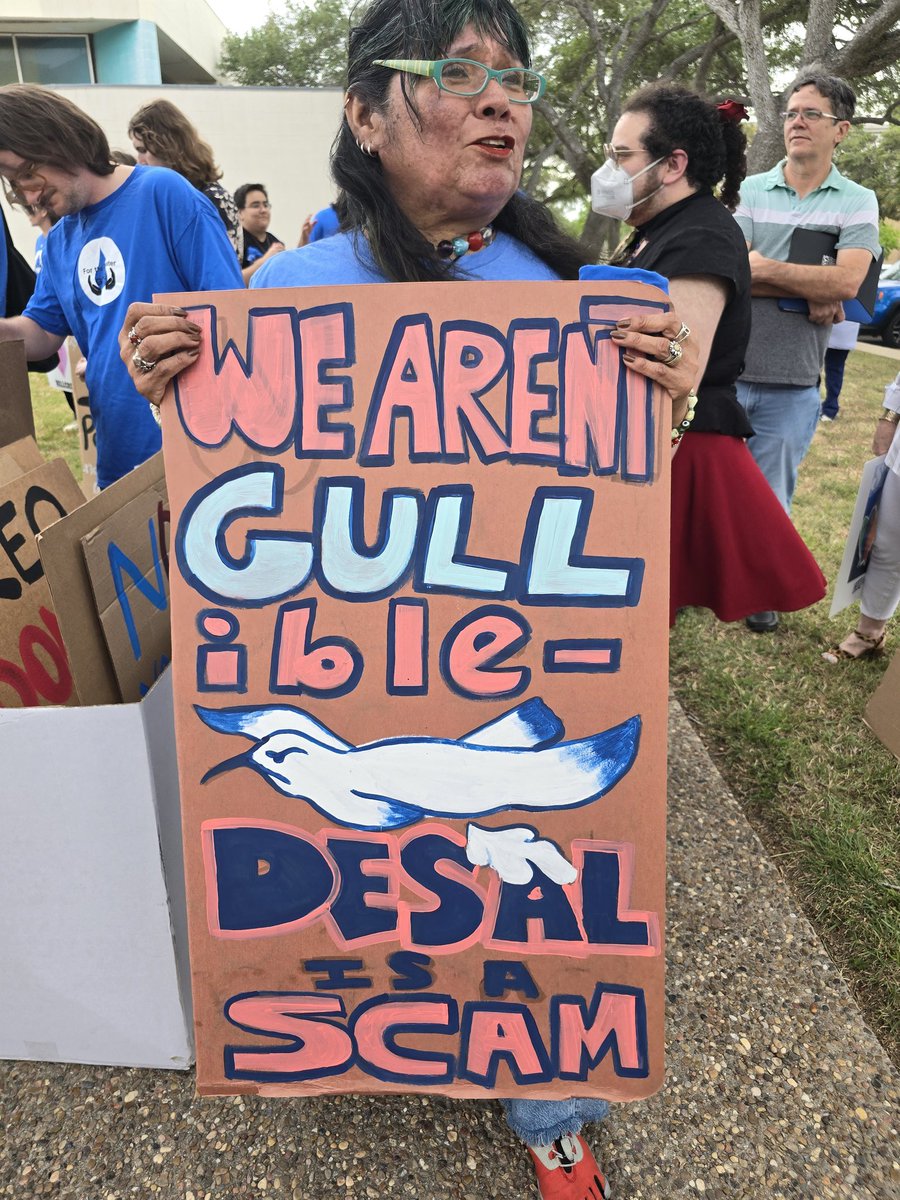 Anti-desal activists gathering in Corpus Christi fighting against the permitting for an ocean desalination plan