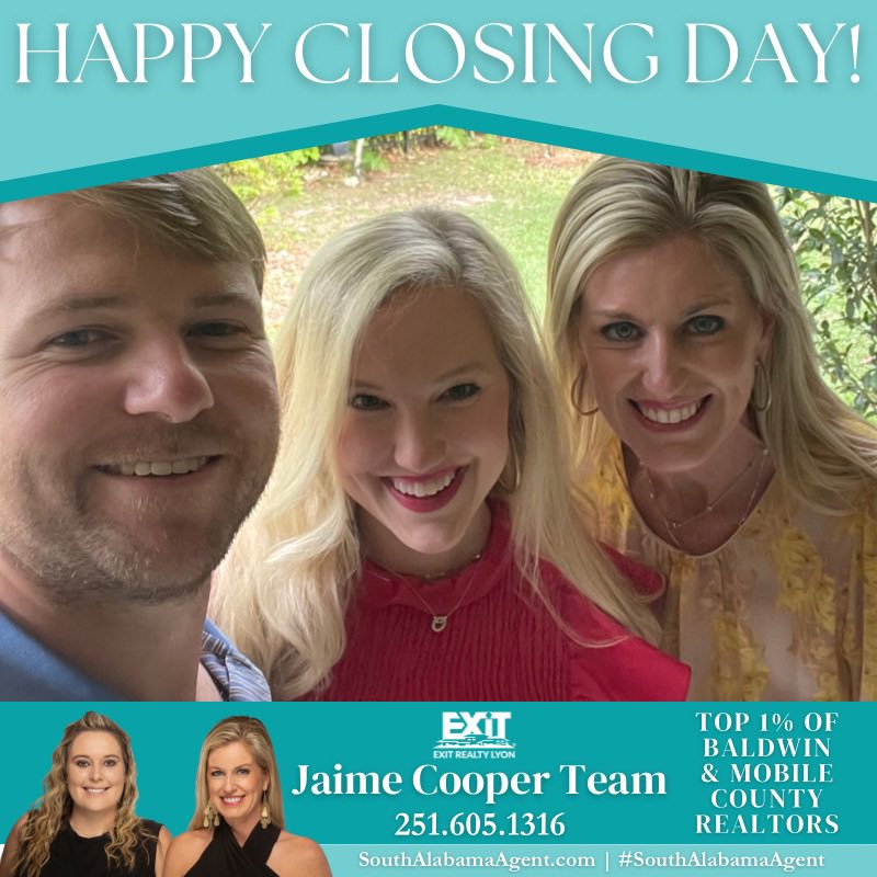 Congratulations to Gracyn & John McMahon on their new Fairhope home! It was a pleasure working with you!🔑

Jaime Cooper Team 📲 251.605.1316
#Realtor #SouthAlabamaAgent #EXITRealtyLyon #BaldwinCounty #ListWithJaime #BuyWithJaime #realestate #fairhope  #fairhopealabama  #sold