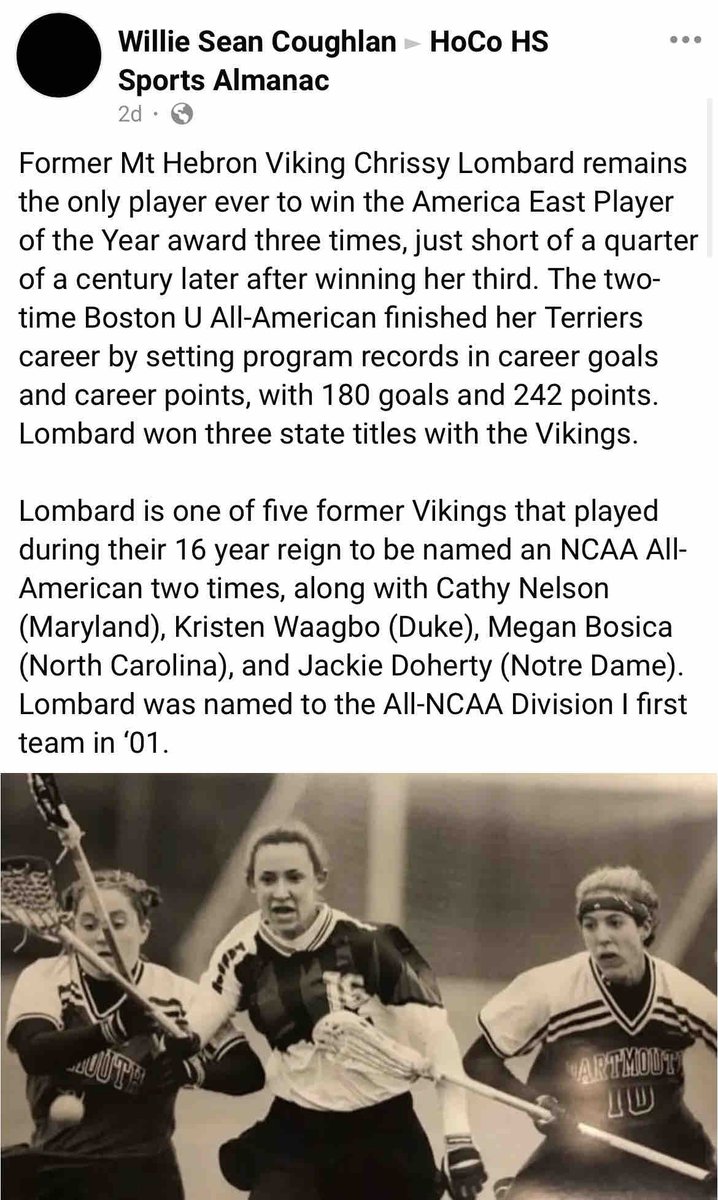 Coach Chrissy Adair and her Howard County roots were highlighted in HoCo High Schools Almanac’s series on the Mount Hebron Dynasty. Learn more about one of our newest Dragon coaches at facebook.com/groups/5780330…
