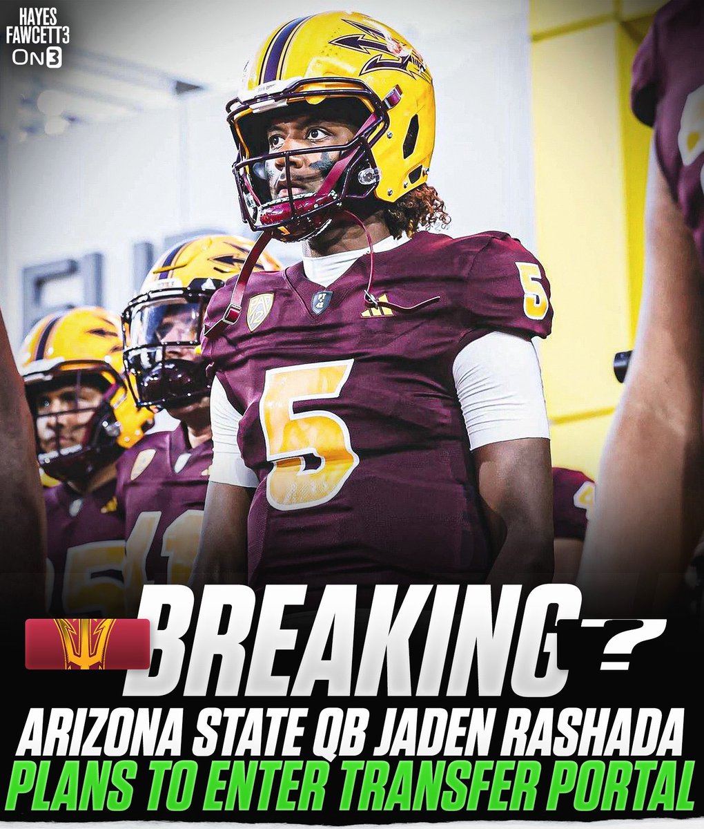 BREAKING: Arizona State QB Jaden Rashada plans to enter the Transfer Portal, he tells @on3sports The 6’4 190 QB was an Elite 11 Finalist and Under Armour All-American coming out of HS Will have 4 years of eligibility remaining on3.com/db/jaden-rasha…