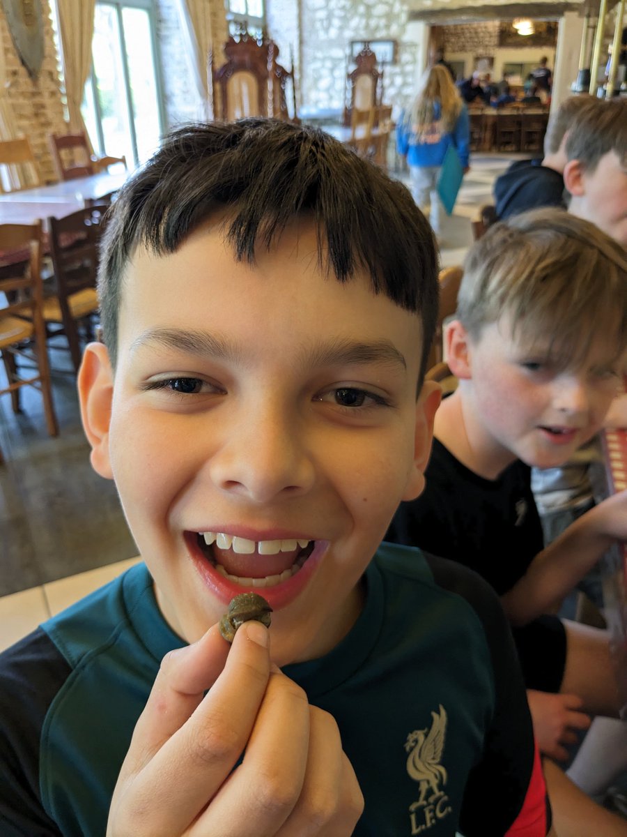 WinterfoldMFL's tweet photo. At dinner tonight, the Year 6 tasted frogs legs (cuisses de grenouille) and snails (escargots) 🇫🇷 @winterfoldhs https://t.co/CWpgOVt3BG
