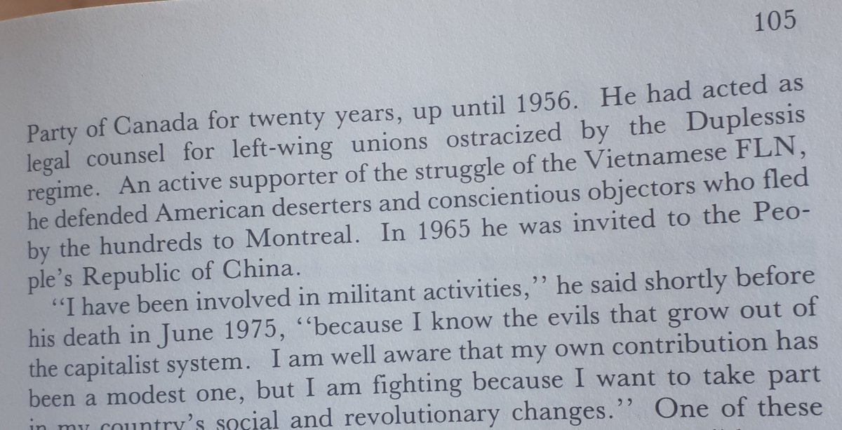 an admirable, little-known figure: the Quebec radical lawyer who represented left wing unions, revolutionary Cuba, American war resisters, FLQ prisoners,