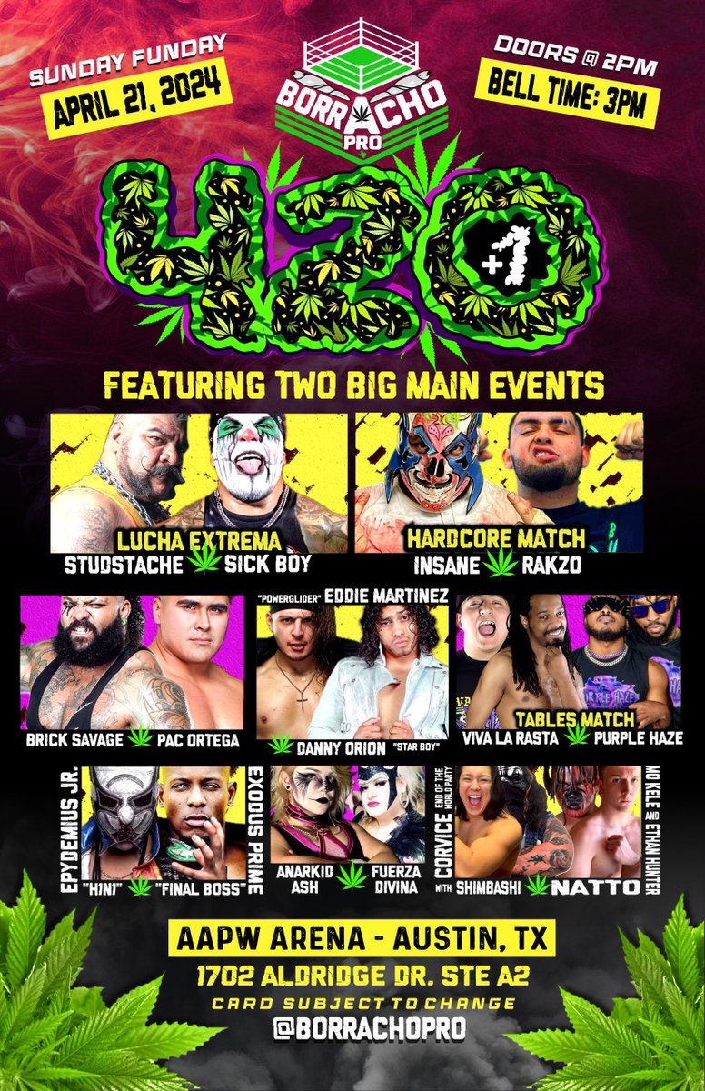 SALE ALERT: Its Thirsty Thursday before the big event, Borracho Pro: 420+1! Remember, tickets are $5 more at the door so if you still havent got your ticket, you can actually save $10 now instead of paying at the door. Use code THIRSTY now to save! borrachopro421.eventbrite.com