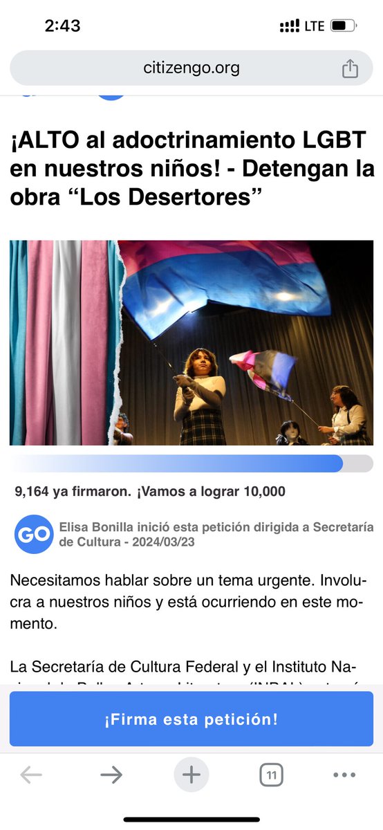 Necesitamos hablar sobre un tema urgente. citizengo.org/es-mx/ed/12768…
La obra principal, y la que nos preocupa, es Les Desertores, una obra documental queer con niños y jóvenes transgénero.
#derechoalainocencia #conmishijosnotemetas