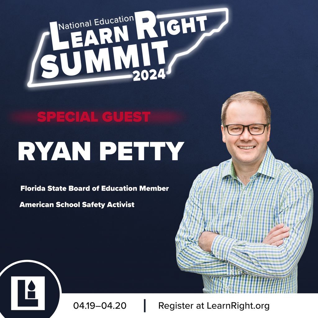 We are honored to have FL State Board of Education Member and American School Safety Activist @rpetty join us at the #learnright24 Summit.

Join us in Nashville, TN this weekend! 

Limited spots remain!

REGISTER NOW at learnright.org

 #learnright #lr24 #nashville #tn