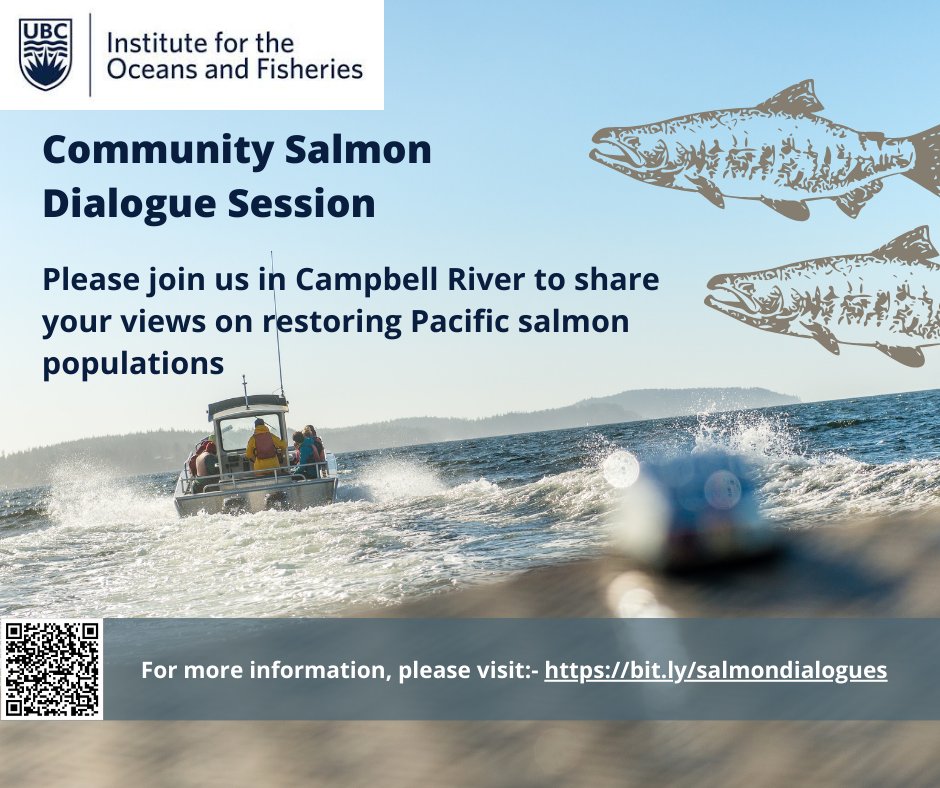 PLEASE JOIN US IN #CAMPBELLRIVER for Community Dialogues to discuss how to rebuild and restore Pacific #salmonpopulations.
April 30th; 9:00 am – 12:00 pm; Anchor Inn. 
bit.ly/salmondialogues.
@CRMirror @TheRiver997 @CVRecord