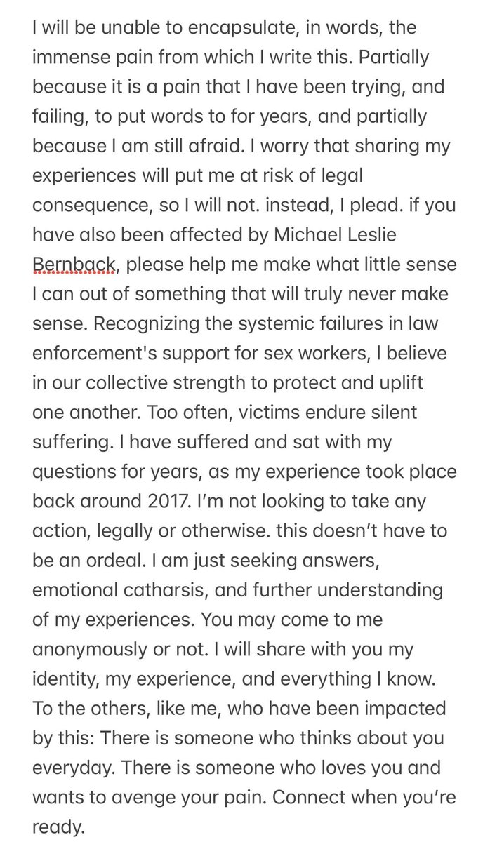 exposebernback's tweet photo. Exposing Michael Leslie Bernback--SERIAL sexual PREDATOR who preys on children &amp; sex workers in the Los Angeles/SFV area. Please reach out if you have had an experience. Seeking catharsis and understanding of my personal experiences. Full statement below: https://t.co/9Tl6d4riQ5