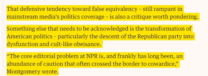 The brilliant @Sulliview nails it as usual, this time re: @NPR (and it really applies to @pbsnewshour and most 'mainstream media' outlets as well): rampant false equivalency, cowardice, etc. bluevirginia.us/2024/04/thursd…