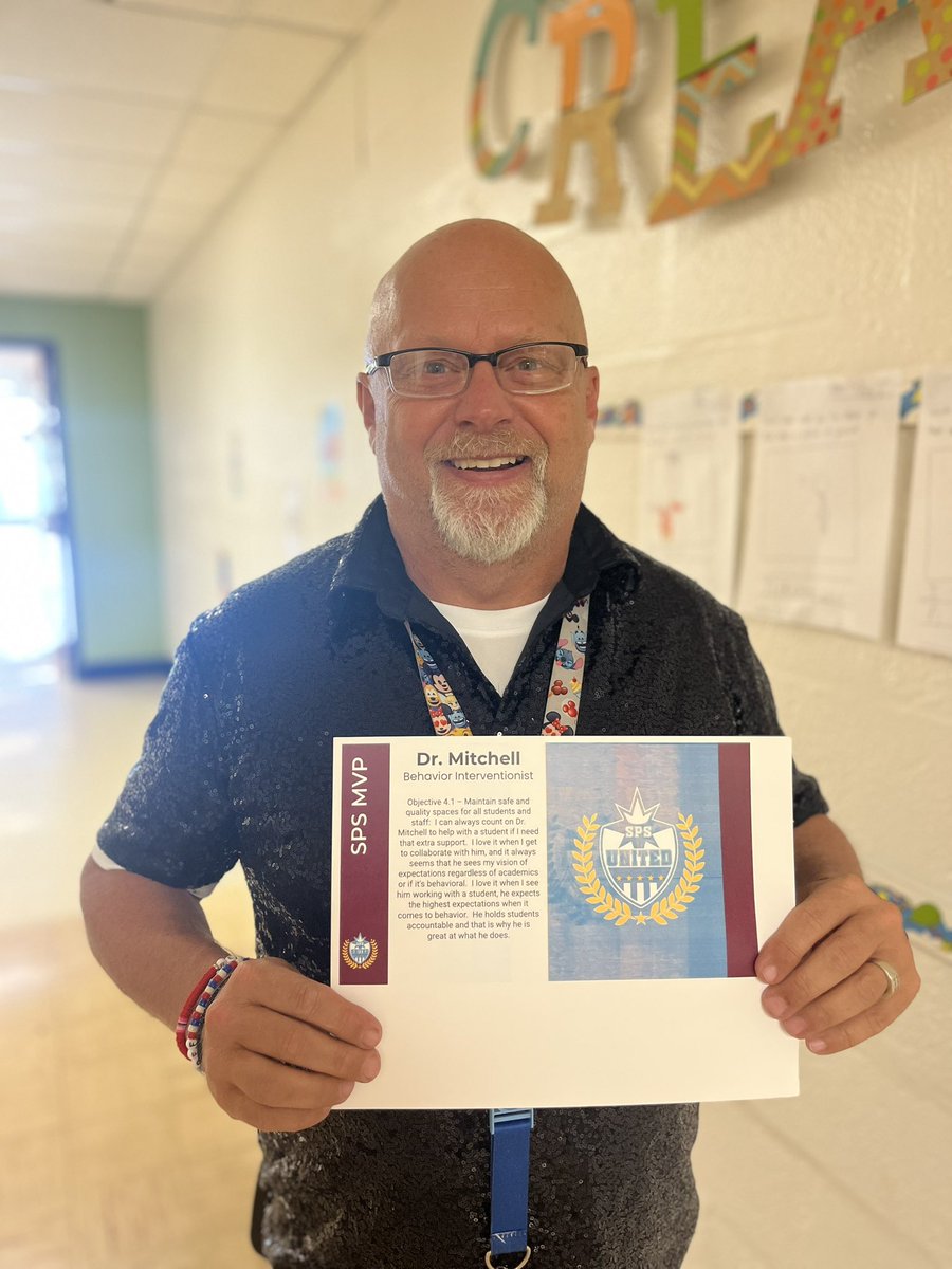 Way to be an #spsMVP Dr. Mitchell!  Dr. Mitchell supports a safe and positive environment in classrooms and in the whole building!  We appreciate your commitment to <a href="/BissettBobcats/">Bissett Elementary</a>! <a href="/officialSPS/">Springfield Public Schools</a>