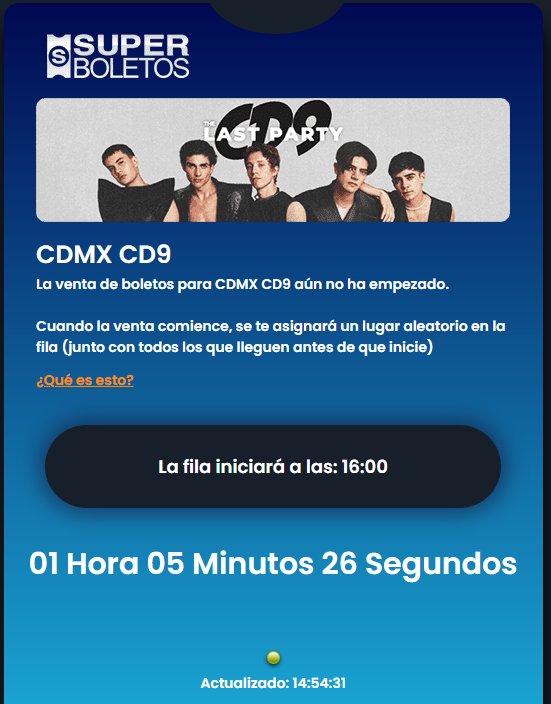 ⭐️⭐️CD9 3era Fecha!!!⭐️⭐️

🎟️Venta General HOY 4 PM  (ya está el lobby)
💵Precios con cargos: $317 a $4,380
🔗LINK: bit.ly/3W4Q4sJ

#CD9 #TheLastParty #Superboletos #CDMX #TicketsMX