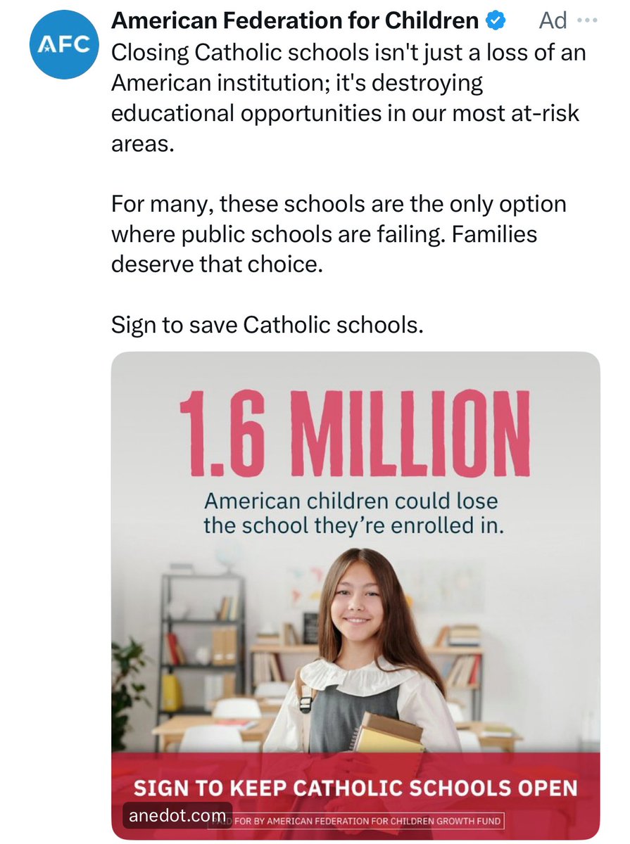 The DeVos people and I agree on something! They’re pushing vouchers to bail out financially distressed religious schools—in this case Catholic—and their adjacent churches. Research shows vouchers become the top source of *church* revenue after passing. direct.mit.edu/rest/article-a…