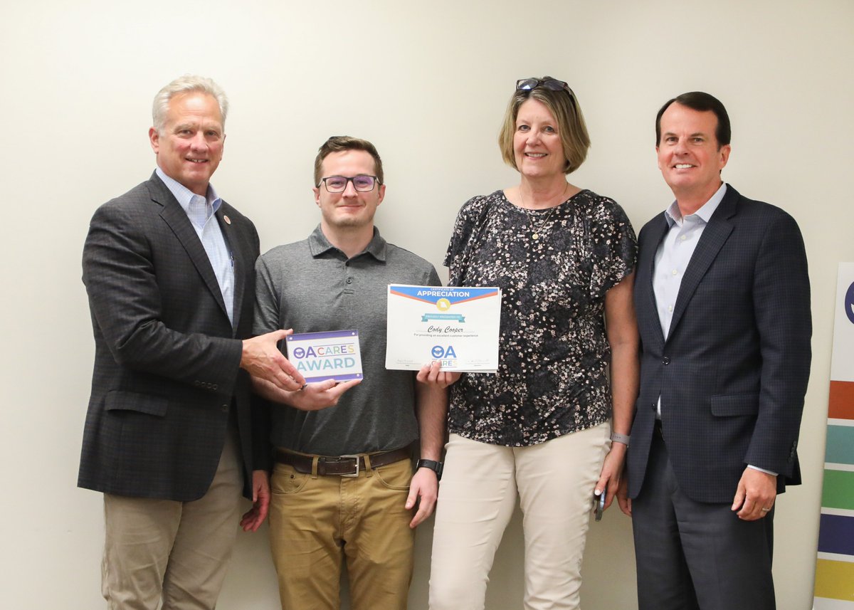 Today we celebrated the April OA CARES Winners! The team members were nominated and then selected by a committee of their peers for showing our customers that they live out the core values of OA CARES. Congratulations, Josh, Charles, Darlene, Cody and Kelli! #WeServeMO #OACARES