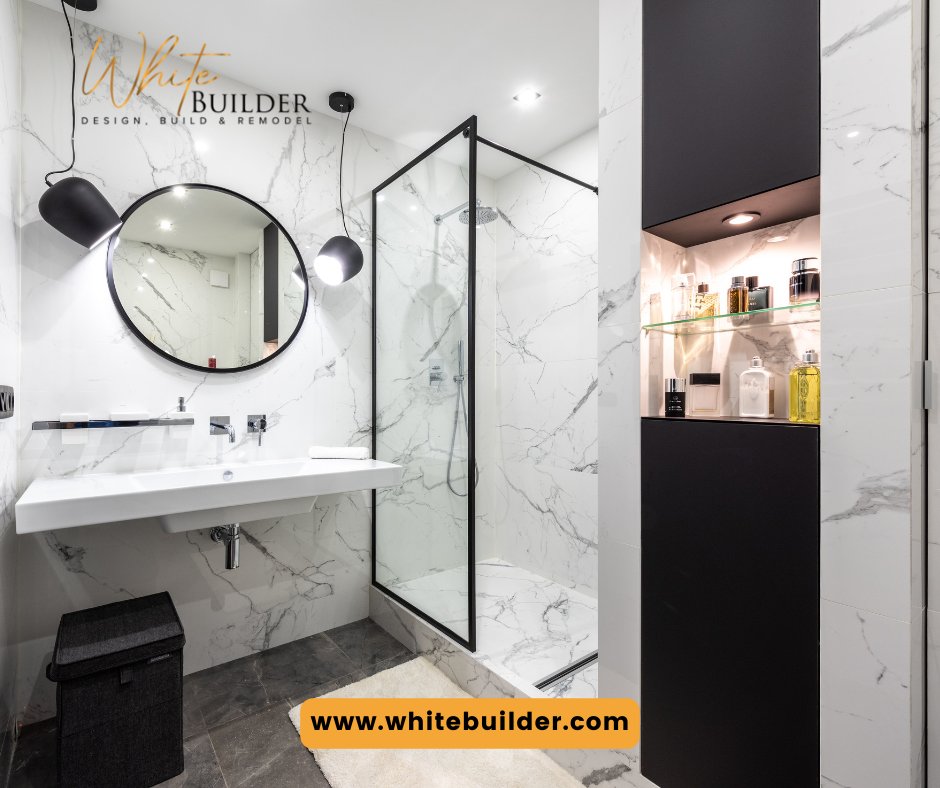 Transform your bathroom into a modern, luxurious space with our expert remodeling services. 
Call or text at (480)447-2492 or visit whitebuilder.com
#homebuild #homedesign #generalcontractor #designbuild #beautifulhomes #modernhomedesign #bathroomdesign