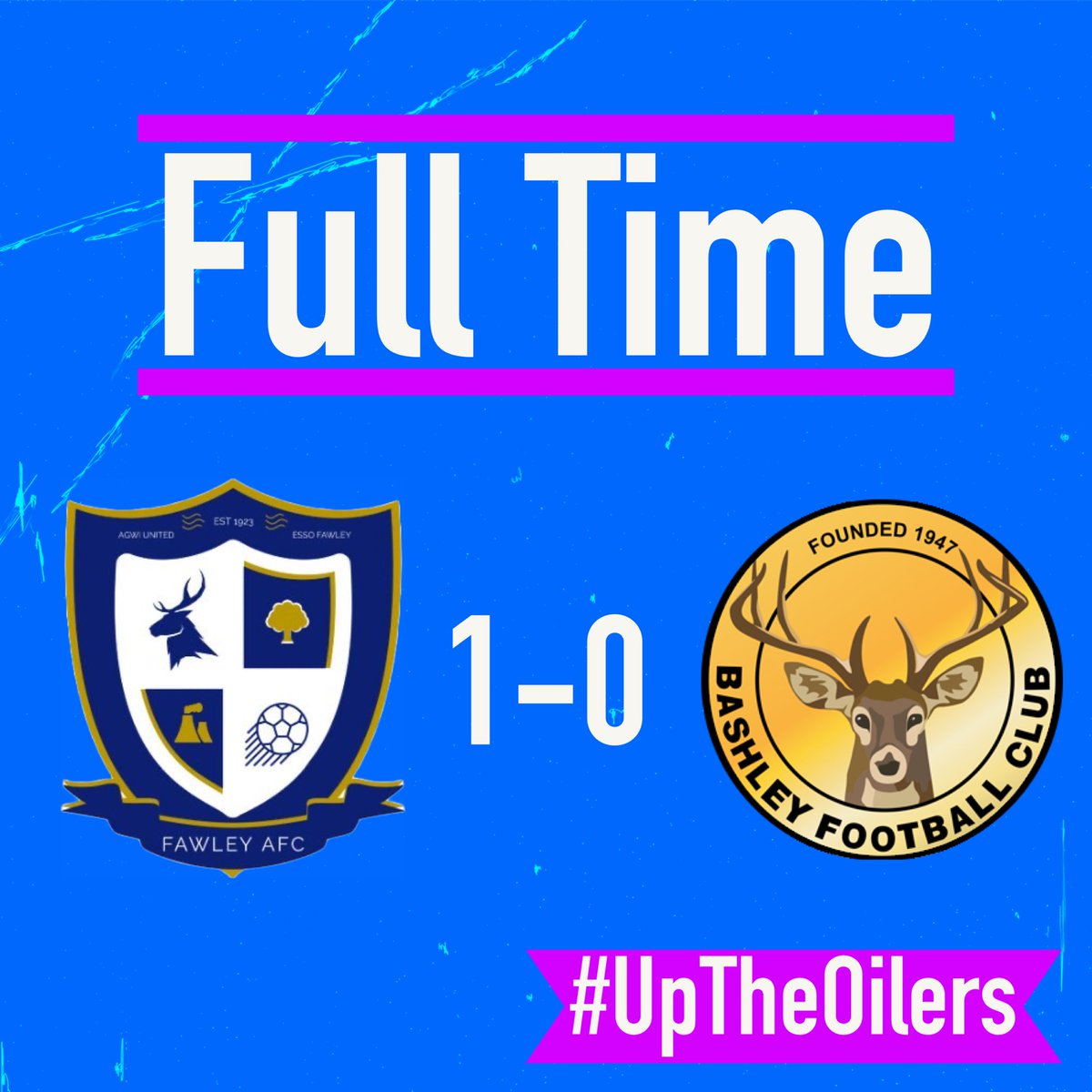 FT:

They’ve done it. Great win for the Oilers who progress to the semi finals. 

Fawley 1-0 Bashley. 

#UpTheOilers