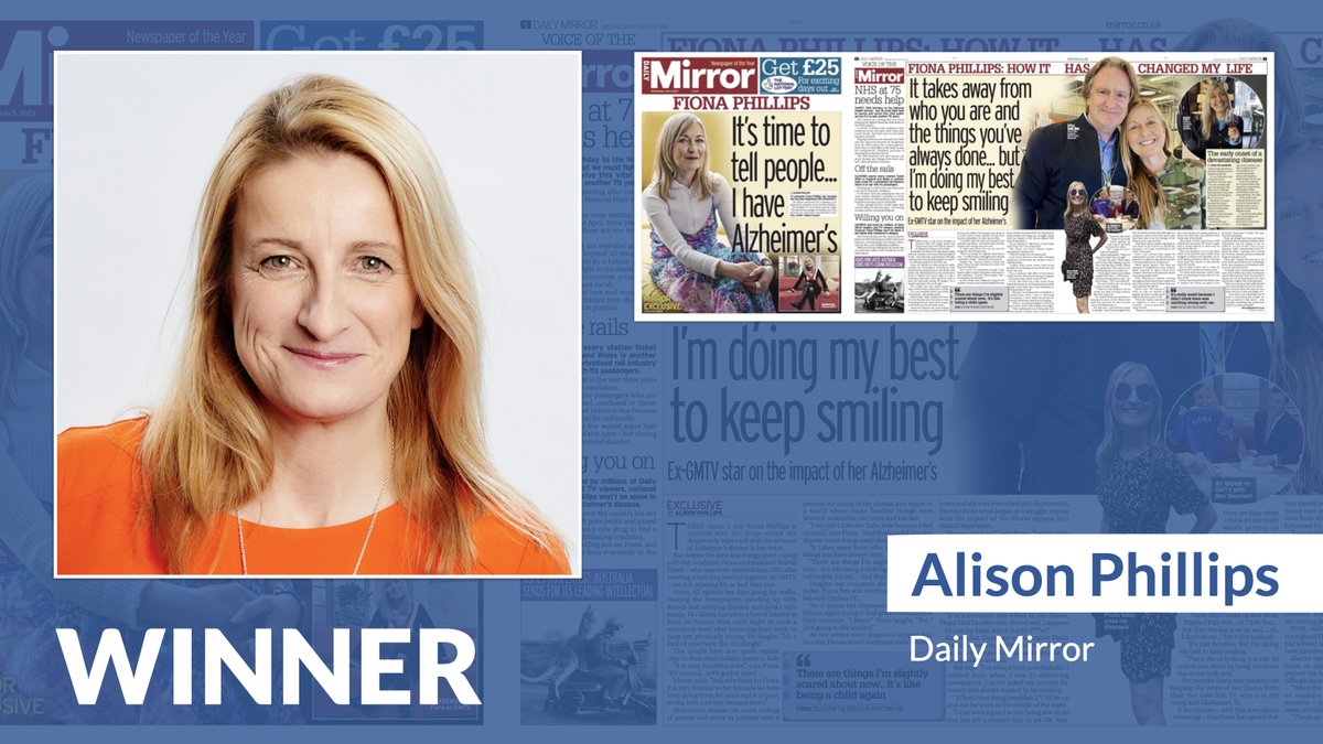 Congratulations to The #PressAwards Tabloid Interviewer of the Year category winner Alison Phillips / @DailyMirror