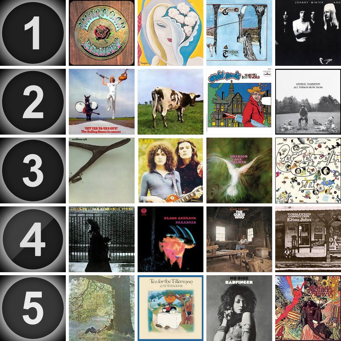 Sept-Dec 1970 Album Releases Pick ONE from EACH ROW