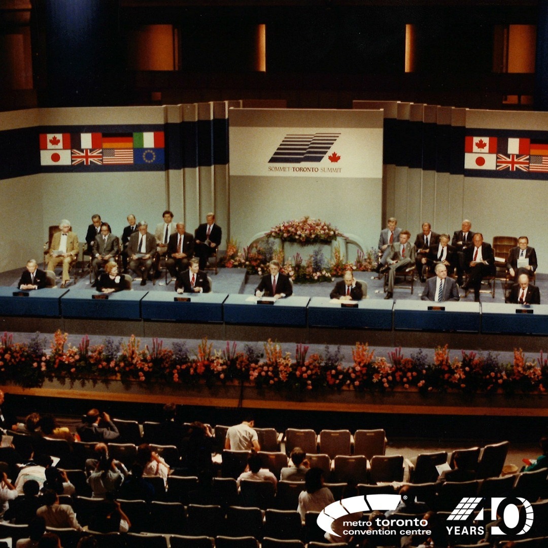 As we celebrate the MTCC's 40th anniversary throughout the year, we will be opening up our archives to feature memorable moments in our Centre's history. In the first installment of a series, world leaders meet during the G7 Summit in 1988. #Torontohistory