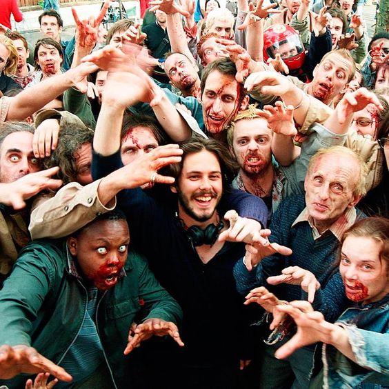 Happy Birthday @edgarwright ! 📸Director Edgar Wright surrounded by zombies on the set of 'Shaun of the Dead'