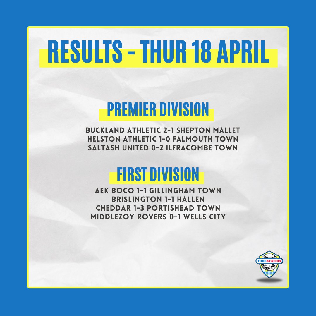 _WesternLeague_'s tweet photo. RESULTS | All the full time scores from tonight's action in the Toolstation Western League 👍
#TSWL https://t.co/uCwBV7lSoC
