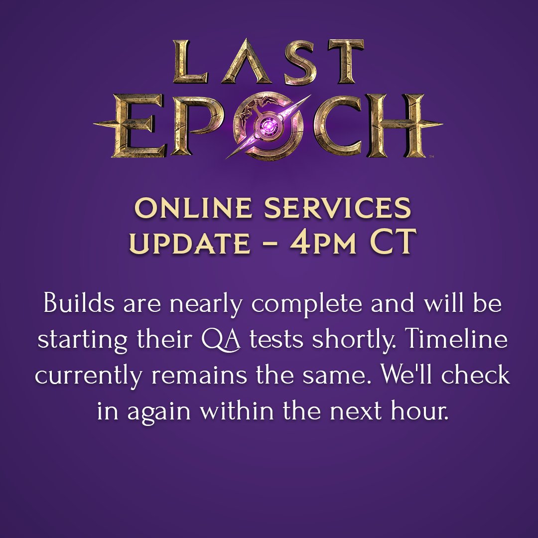 ⚠️Update 4PM CT ⚠️ Builds are nearly complete and will be starting their QA tests shortly. Timeline currently remains the same. We'll check in again within the next hour.