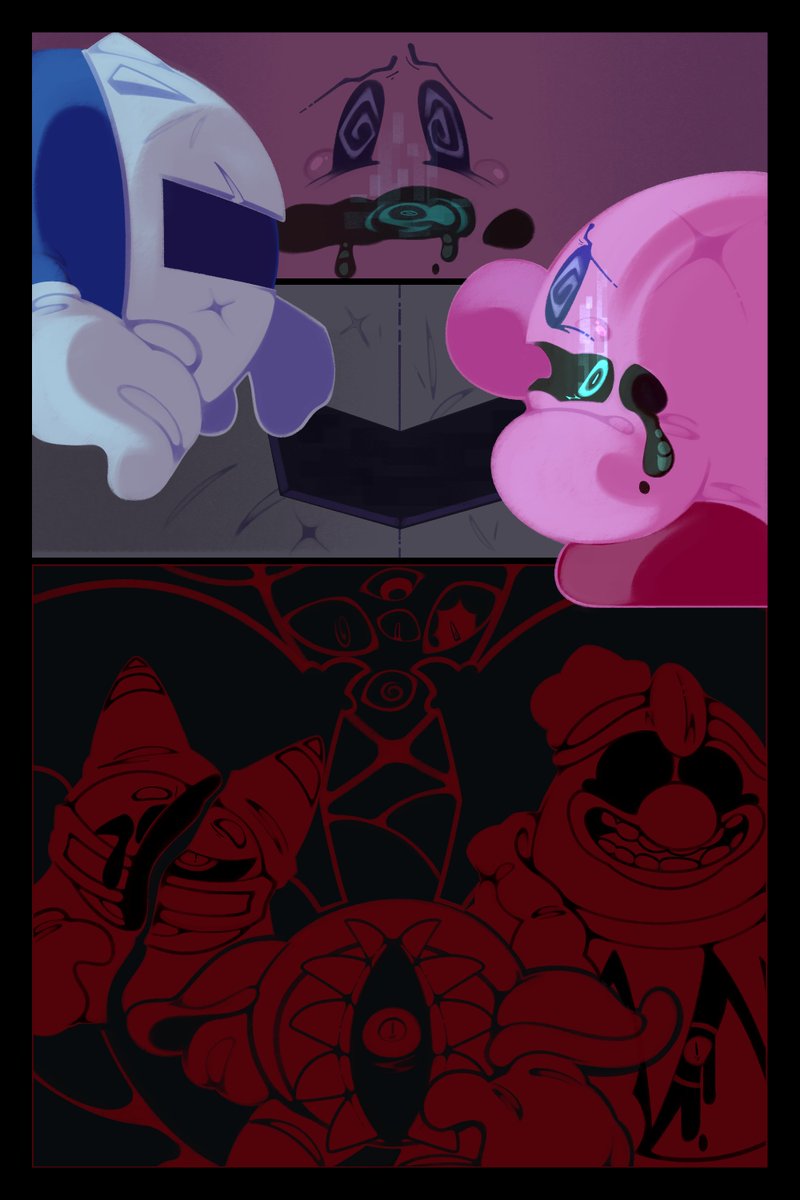 the_mad_fanatic's tweet photo. The Truth Pages 13 &amp; 14
With a deteriorating condition and under extreme stress and fear, Kirby begins to hallucinate his possessed friends as true horrors!
#カービィ #Kirby #ComicArt #VoidTermina #Void #kingdedede #metaknight #Magolor #myart #KirbyStarAllies https://t.co/e9KW0XMsc6