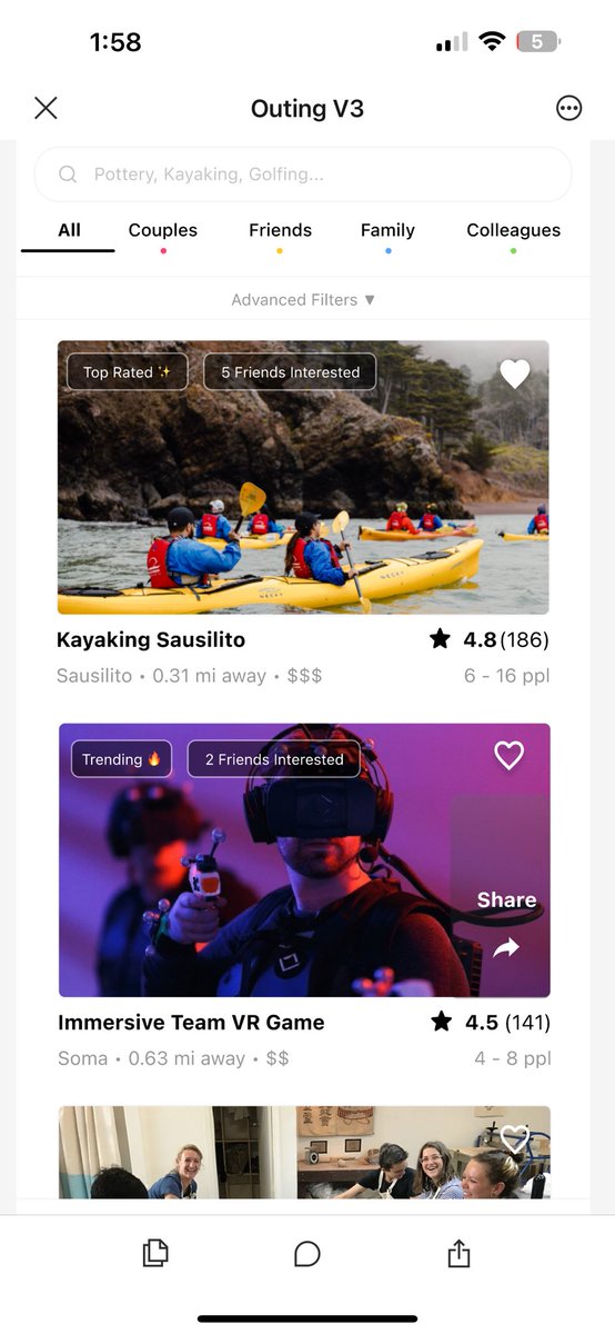 JoinOuting's tweet photo. Social graph

We built the product with social network tech. 

So you can see what friends have booked and what they want to do next! https://t.co/Cwk2ev1H0Y