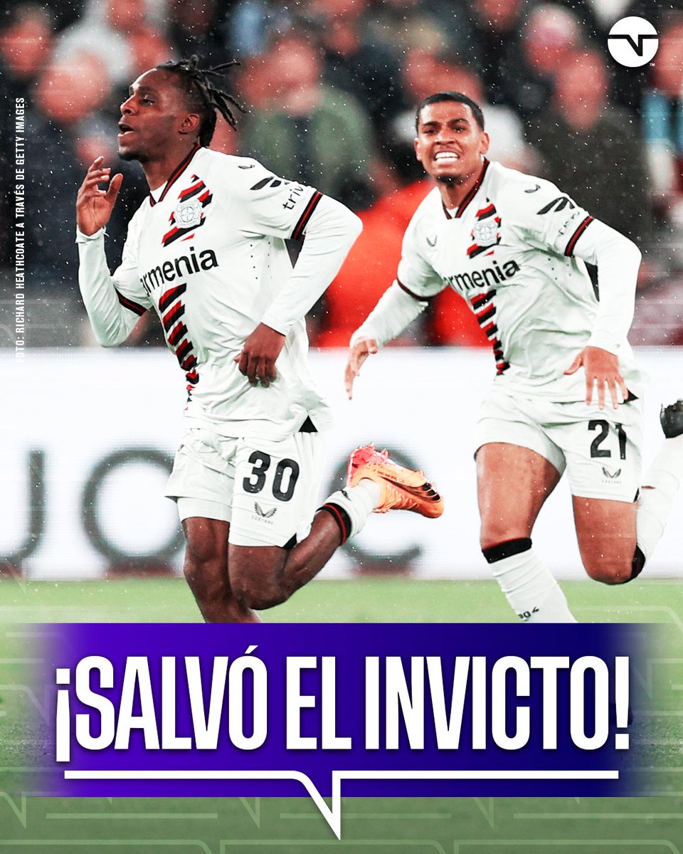 Esta es una que ya se saben. 😉 Bayer Leverkusen perdía ante West Ham pero Jeremie Frimpong marcó en el 89', para mantener con vida su racha de partidos sin perder. 🦸‍♂️ ¡Ya son 4️⃣4️⃣ en todas las competiciones! 🤯