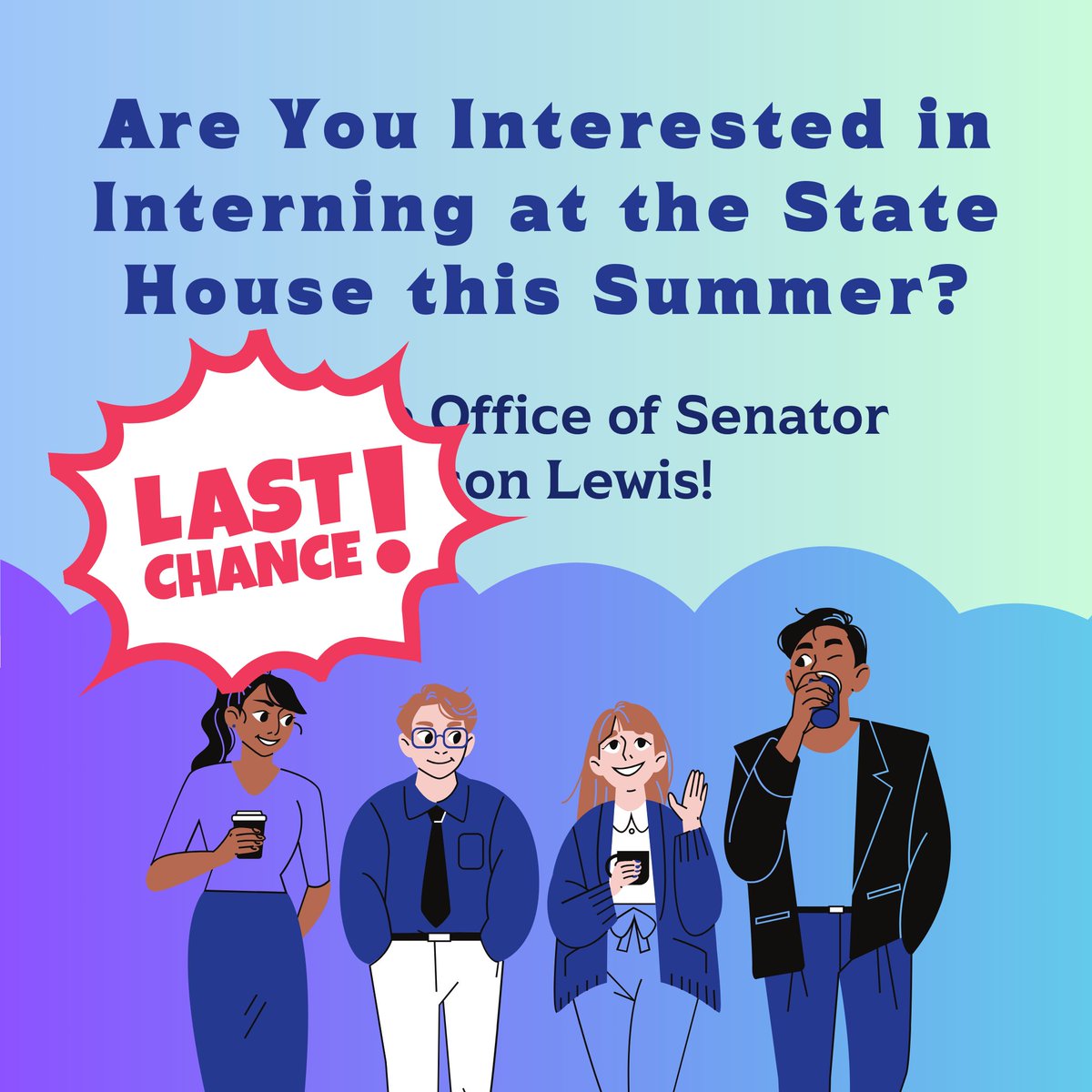 Applications are due tonight! Apply now to join my State House office as an intern this summer! Click here to learn more: senatorjasonlewis.com/2024/03/19/sum…